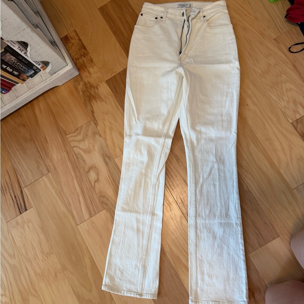 Abercrombie & Fitch Cream Flare Jeans